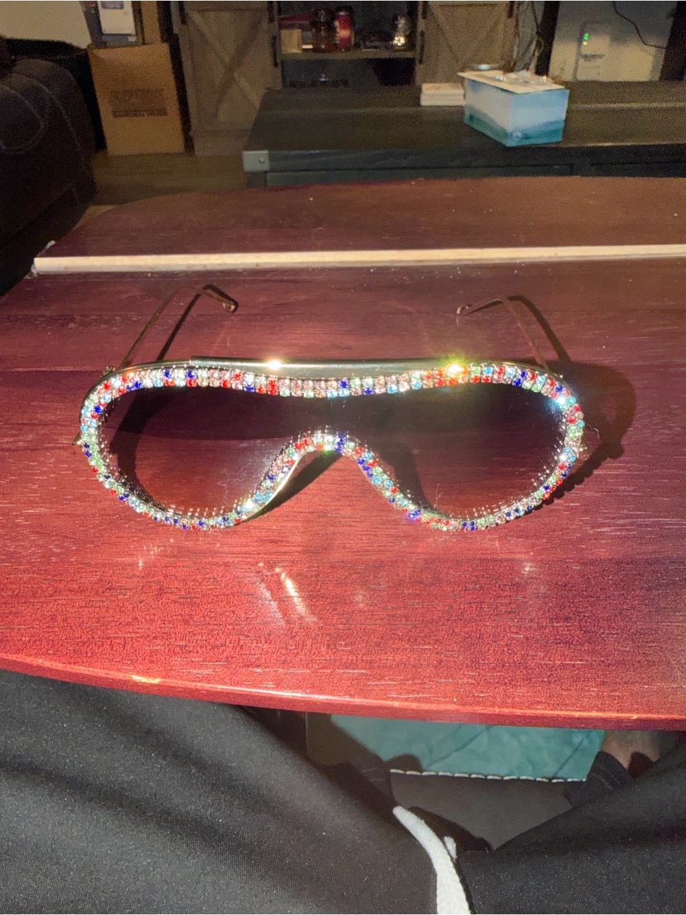 Loewe Rhinestone Embellished Shield Sunglasses - Multicolor